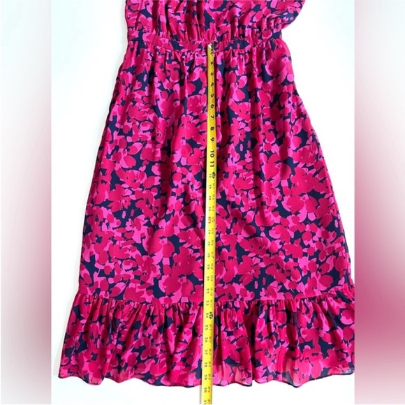 J. Crew Sleeveless Summer Dress Magenta Navy Blue smocked-neck midi dress size 6 - Picture 13 of 16